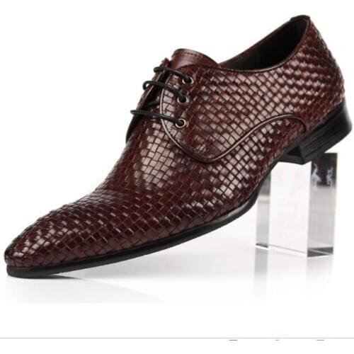 New summer fashion handmade genuine leather mens business shoes men shoes lace up pointed toe formal dress shoes