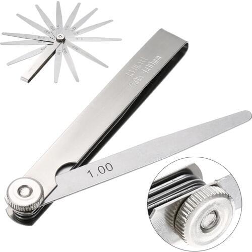 Metric 13 Blades Feeler Guage 0.05mm-1mm Thickness Gage Gap Filler Guage for Measurement Tools