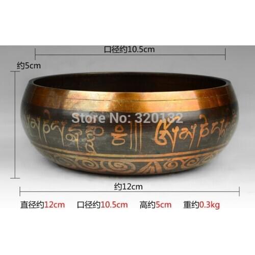 Nepalese YOGA OUTSTANDING OLD CHAKRA TIBETAN SINGING BOWL 12cm Diameter Wholesale brass Bowls wall dies