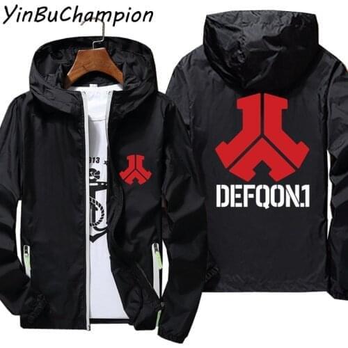 New Defqon 1 Bomber Jackets Zipper Men Women Casual Windbreaker Thin Reflective Defqon Hooded Coat Outwear Jacket Black 6XL 7XL