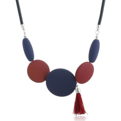 New Fashion Yarn Tassel Wood Pendant Necklaces For Women Exaggeration Collares Statement Jewelry Bijoux AN91