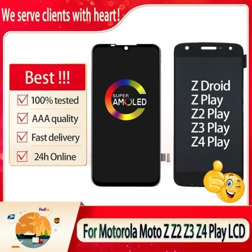 New For Motorola Moto Z Z2 Z3 Z4 Play LCD Screen Display Digitizer Assembly Replacement AMOLED/OLED For MOTO Z Droid LCD