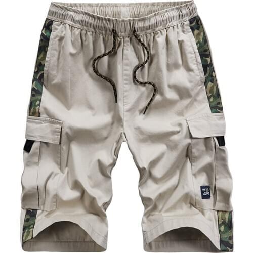 Drawstring Casual Short For Men 2020 Summer Knee Length Cotton Military Cargo Shorts Patchwork Size XXXL 4XL-8XL