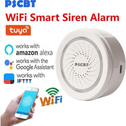 PSCBT WIFI Alarm Siren Sport Alarm Sensor USB Power Via iOS Android APP Notification Plug And Play No HUB Requirement