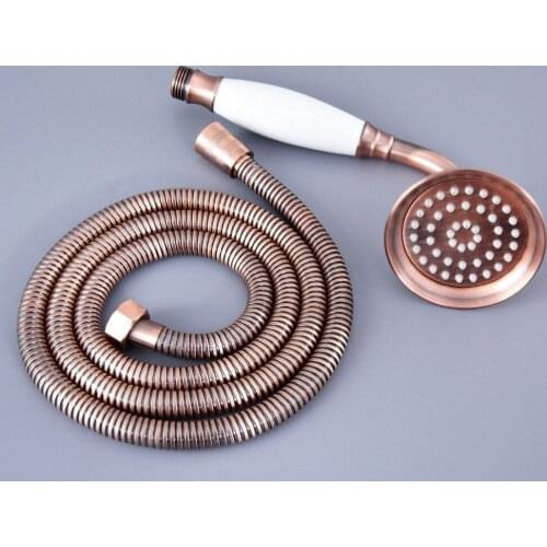 HotelSpa Antique Red Copper 59" Extra Long Flexible Tube Stretchable Hose Pipe & Ceramic Hand Held Spray Shower Head Dhh130