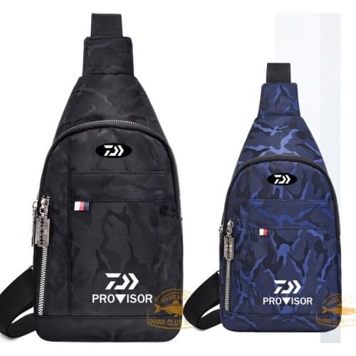 Daiwa Mens New Fishing Waterproof Crossbody Bag Outdoor Leisure Travel Camouflage Canvas Small Backpack Multi-purpose Chest Bag