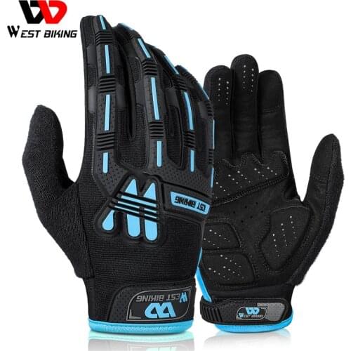 WEST BIKING Shockproof Sports Gloves Full Finger Touch Screen Windproof Gloves Motorcycle MTB Bicycle Cycling Gloves Men Woman
