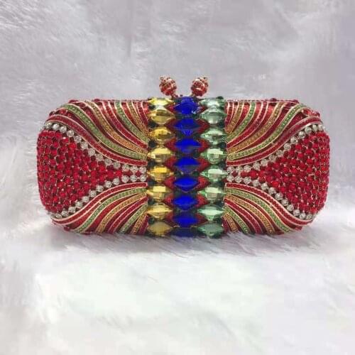 XIYUAN Women Colorful Crystal Clutch Bags Evening Party Rhinestone Minaudiere Handbags Ladies Dinner Wedding Clutches Bags Purse