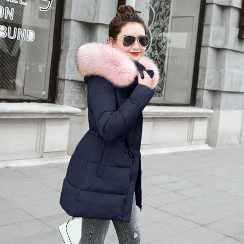 -25 Degree Thick Warm Coat Women Winter Jacket Fur Collar Hooded Female Long Parkas Snow Wear Padded Clothes