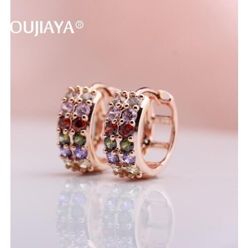 OUJIAYA New Water Drop Hoop Dangle Earrings for Women Natural Zircon Fashion Jewelry 585 Rose Gold Drop Earrings Jewelry A149