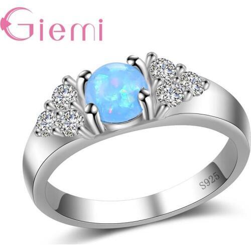 Solid 925 Sterling Silver-Silver-Jewelry for Women New Stylish Ocean Opal Statement Rings High Grade Wedding Proposal Gifts