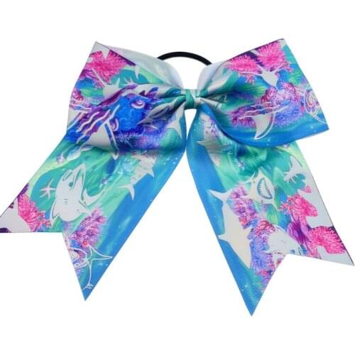 10 ps/lot Hair Accessories 8'' Cheer Bows For Girls Grosgrain Ribbon Hair Bow With Elastics for Kids Handmade Girls Gum for Hair