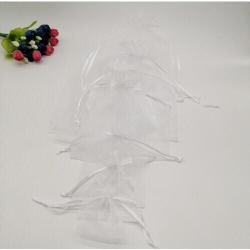 100 Organza Jewelry Bag White Organza Bags Large Gift Bags for Jewelry Wedding Christmas Drawstring Packaging Bags Display Pouch