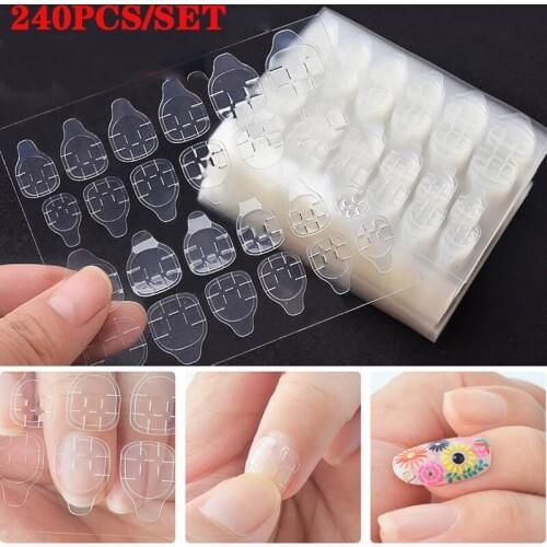 240pcs Double Side Adhesive Glue Tape Nail Foil Stickers Transparent False Fake Nails Art Decoration Tools Naklejki Na Paznokcie