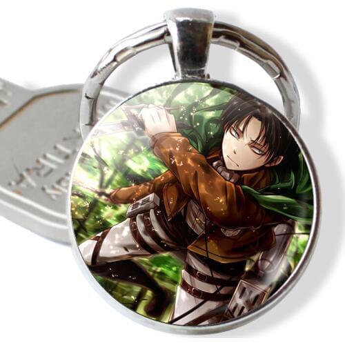 Anime Attack on Titan Keychain Levi Rivaille Cosplay Gift Glass Cabochon Keychain Keyring Car Key Holder Cartoon Jewelry
