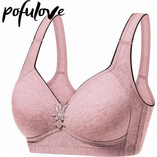 Women Plus Size Bra Wide Straps Wireless Bras Thin Seamless Underwear Breathable Soft Push Up Bralette Solid Color Brassiere