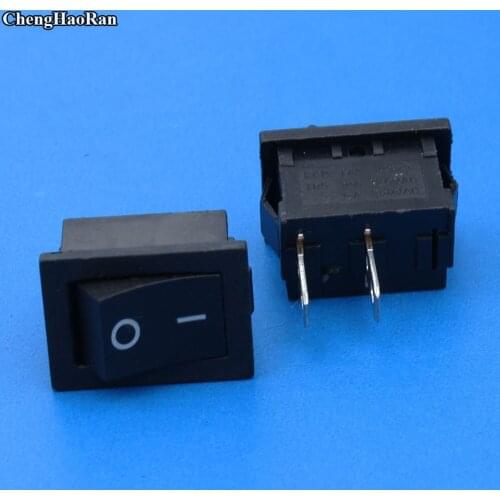ChengHaoRan 1PC 250V 3A Mini Boat Rocker Switch SPST ON-OFF KCD1-2Pin Black Plastic Button R06 Drop Ship