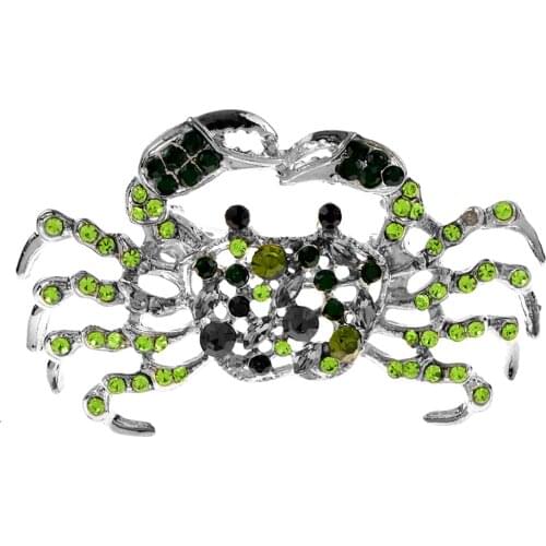 CINDY XIANG New Full Rhinestone Crab Brooches For Women And Men Cute Sea Animal Brooch Pins Party Casual Jewelry Gifts Friends