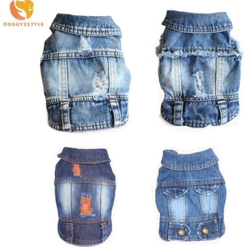 Jeans Pet Dog Vest Shirts Clothes Summer Puppy Cat Hole Denim T-shirt Casual Cowboy Jacket For Small Dogs Chihuahua Coat Costume