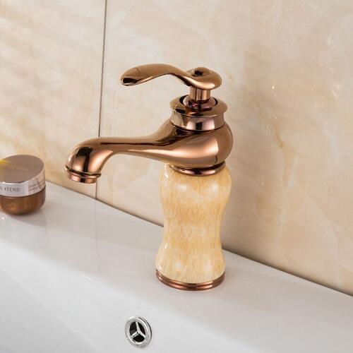 European basin cold water and hot water marble basin full copper gold wash home faucet