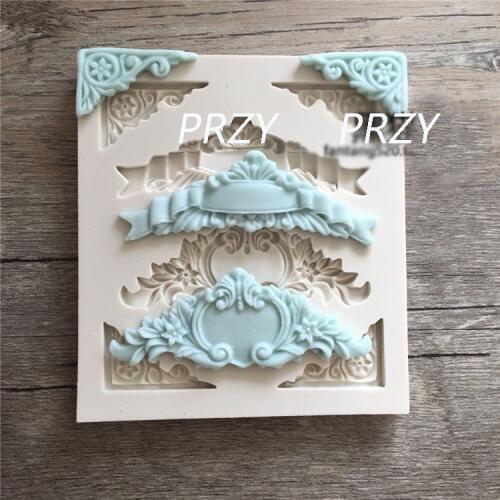 Pattern crown flower frame silicone fandont mold Silica gel moulds crown flower frame Chocolate molds candy mould silicone molds