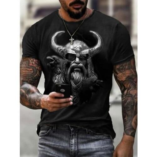 T-shirt mens summer new style 3D printing casual streetwear oversized tops European and American hot-selling round neck