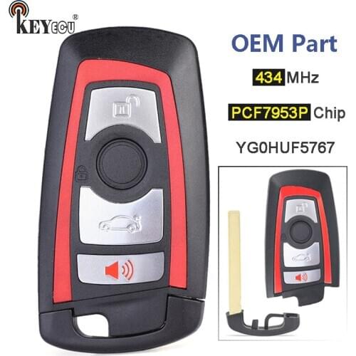 KEYECU 434MHz ID49 / PCF7953 Chip Keyless-Go CAS4+/FEM OEM Parts 4 Button Remote Key Fob for BMW 1 2 3 4 5 6 7 Series X3 M2