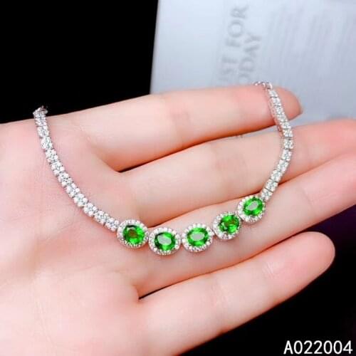 KJJEAXCMY Fine Jewelry 925 Sterling Silver inlaid diopside women hand bracelet classic support detection