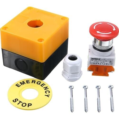 Self Locking Emergency Stop Push Button Switch Red Sign Mushroom Cap 1 NO 1NC 660V Waterproof