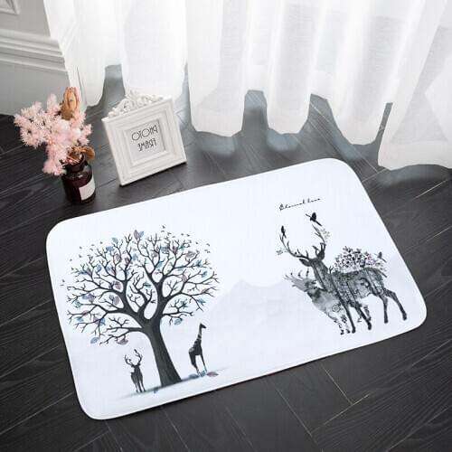 Bathroom floormat doormat waterproof door mats elk foot pads thick sponge cartoon flannel non-slip