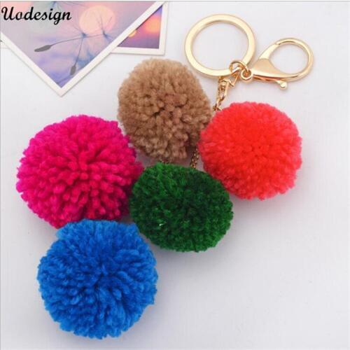 Fur Ball Keychain Pom Pom Fluffy Key Chains Pompom Car Keyring Women Bag Pendant porte clef pompom de fourrure