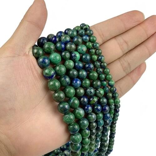 MKTREG Natural Stone Phoenix Lapis Lazuli Beads 4/6/8/10/12MM Ore Round Loose Beads Ball Jewelry Bracelet Accessories Making DIY