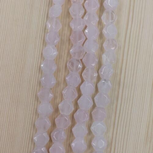 Fashion 8x8MM Double sided cutting irregular beads Natural Rose Quartz stone 25pcs for Bracelet Necklace jewelry accsories
