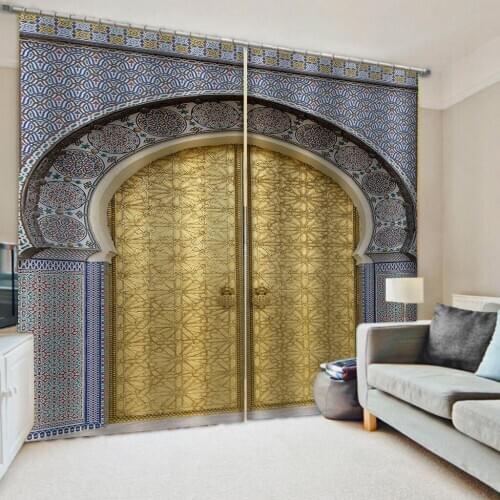 Beautiful Photo Fashion Customized 3D Curtains europe arch door curtains 3D Blackout Curtains Living Room Bedroom