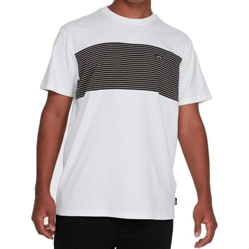 Mens White Strip Patch Work Tshirt USA Size XL