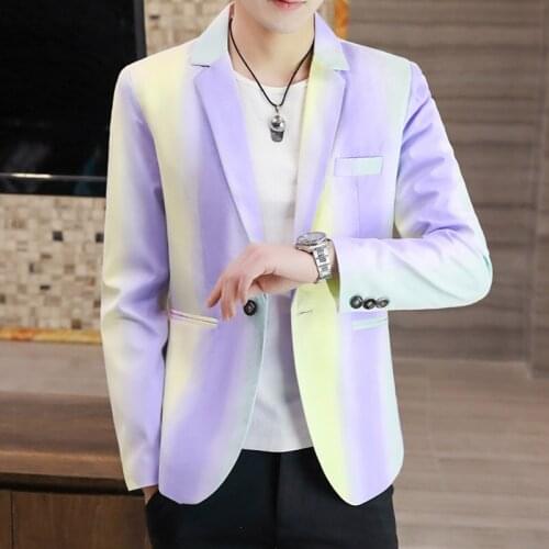 2021 Mens Gradient Color Slim Fit Fashion blazer Youth Casual British Style blazers