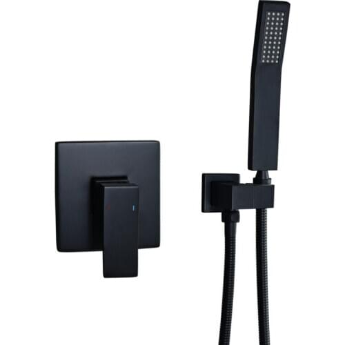 Bathroom Shower Faucet Set Brushed Gold In Wall Brass Bathroom Shower Mixer Taps Hand Shower Black Bathroom Faucets