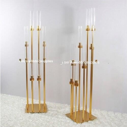 New style wedding centerpieces 120 cm tall gold candelabra 8 arm candle holder for wedding and event party decoration senyu1966