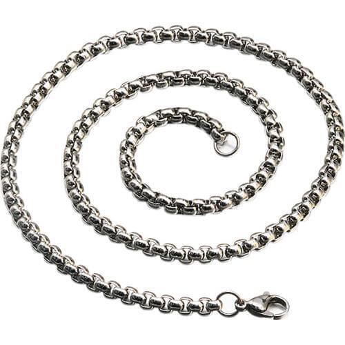 70cm Top Quality Stainless Steel Silver Color 2MM Square Pearl Chain Necklace Fashion Jewelry For men and women drop shipping