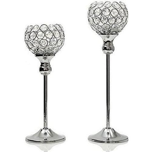 Nordic Candle Holders Crystal Candlestick Iron Gold Glass Candle Stand Wedding Tea Light Holder Tealight Mumluk Ornaments FC363