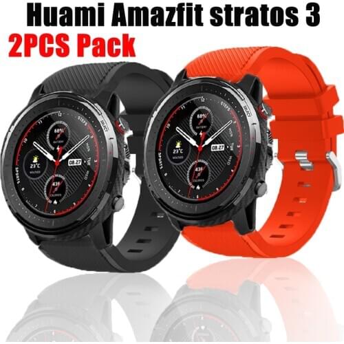 2PCS Wrist Strap for xiaomi huami Amazfit Stratos 3 2 2S strap Silicone band With Buckle Sports Belt for amazfit gtr 47MM BANDS