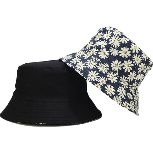 Chamomile Double Sided Bucket Hat Women Daisy Street Trend Hip-hop Basin Outdoor Bob Unisex Summer Sun Luxury Fisherman Panama