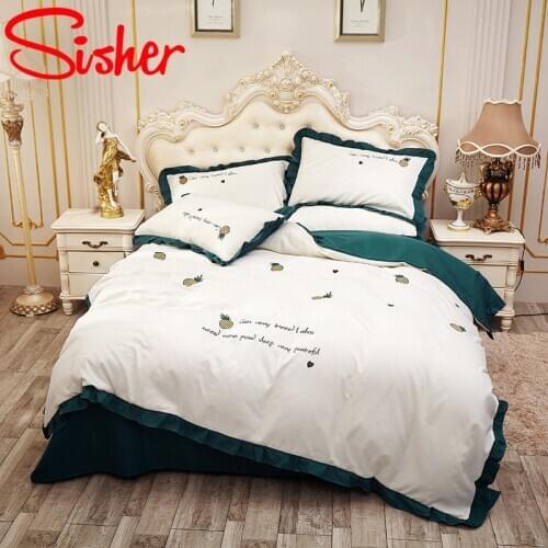 Simply Luxury Duvet Cover Set Embroidery Letter Printed Bedding Set Single Double Queen King Size Bed Linen Sheet Quilt Covers