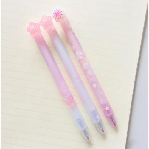 5pcs Random 0.5mm Blue Ink Summer Pink Sakura Erasable Signature Gel Pen Stationery Office Writing Supply Friction Neutral Pens