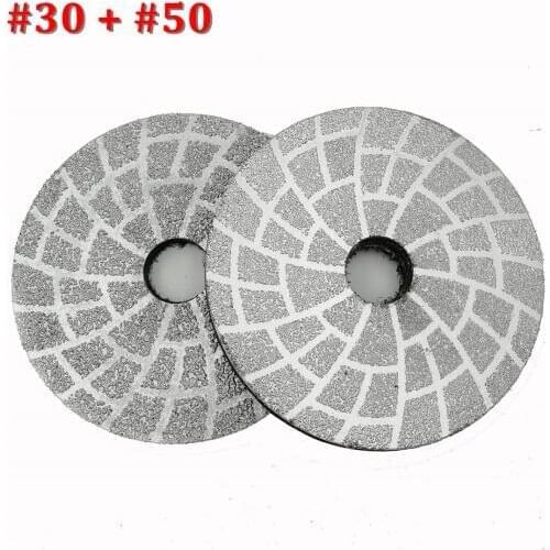 DIATOOL 4" 2pcs Vacuum Brazed Diamond Grinding Disc Diameter 100mm Dry or Wet Grinding Shaping Beveling profiling edges