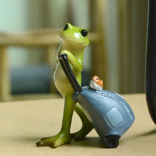 Cute Mini Frog Pastoral Style Model Statue Figurine Resin Crafts Figure Ornament Miniatures Fairy Garden Decoration Accessories