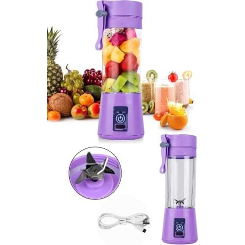 Fruit Juicer Sports Bottle USB Rechargeable Mixer Purple Rechargeable Portable Portable Mixer Hand Blender 380 ml