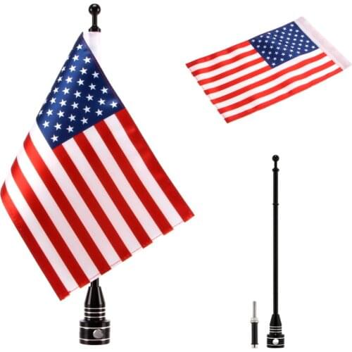 Universal Adjustable Motorcycle Rear Side Mount Flag Pole 6 x 9 Inch Polyester 8 Countries Flags for Most Motorbike