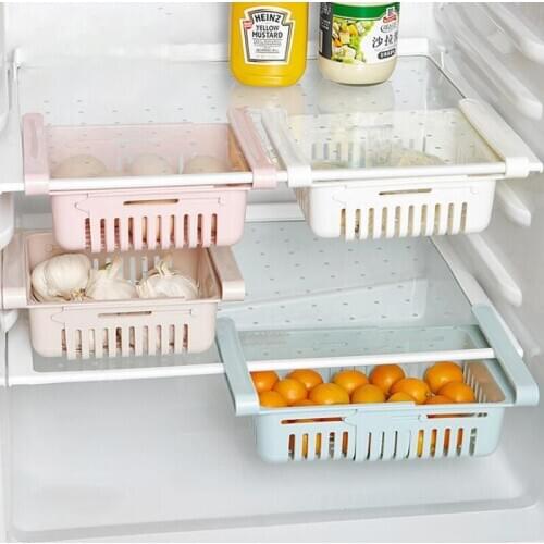 Retractable Refrigerator Drawer Shelf Kitchen Organizer Dish Drainer Food Storage Drain Rack Freezer Space Saver Storage Tools