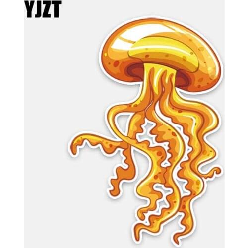 YJZT 9.8CM*14.8CM Fashion Marine Organism Yellow Jellyfish PVC Decal Car Sticker 5-0393